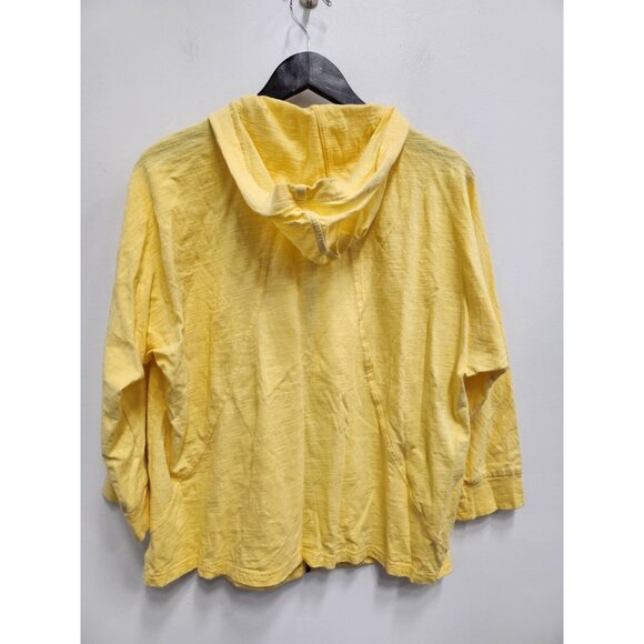 Chicos Zenergy Womens BOHO Hoodie Medium Yellow Full Zip Embroidered Coastal - Picture 7 of 8